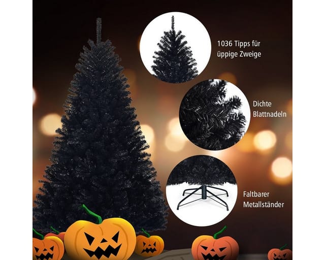 Costway Künstlicher Weihnachtsbaum mit Klappsystem Schwarz 180cm