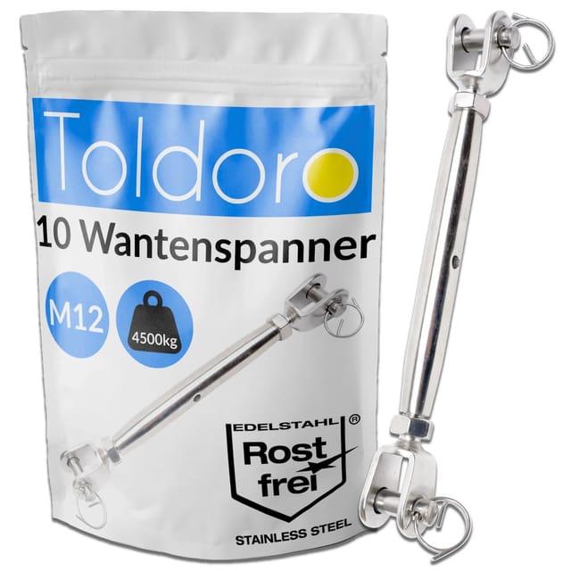 Toldoro 10 Stück M12 Wantenspanner Edelstahl Rostfrei V4A Sonnensegel Spanner Spannschloss Seilspanner Drahtspanner GabelGabel