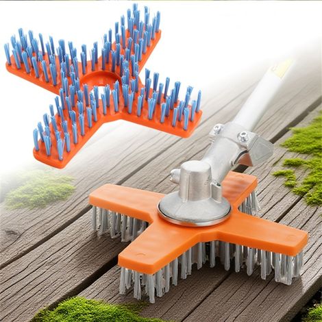 4-zahniger Nylon-reinigungsbürstenkopf Für Rasenmäher, Ersatzkopf, Zubehör Für Die Gartenbodenpflege, Geeignet Zur Reinigung Von Schiefer Und Holz.
