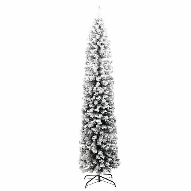 vidaXL Künstlicher Weihnachtsbaum Schlank mit Schnee Grün 210 cm PVC 320955