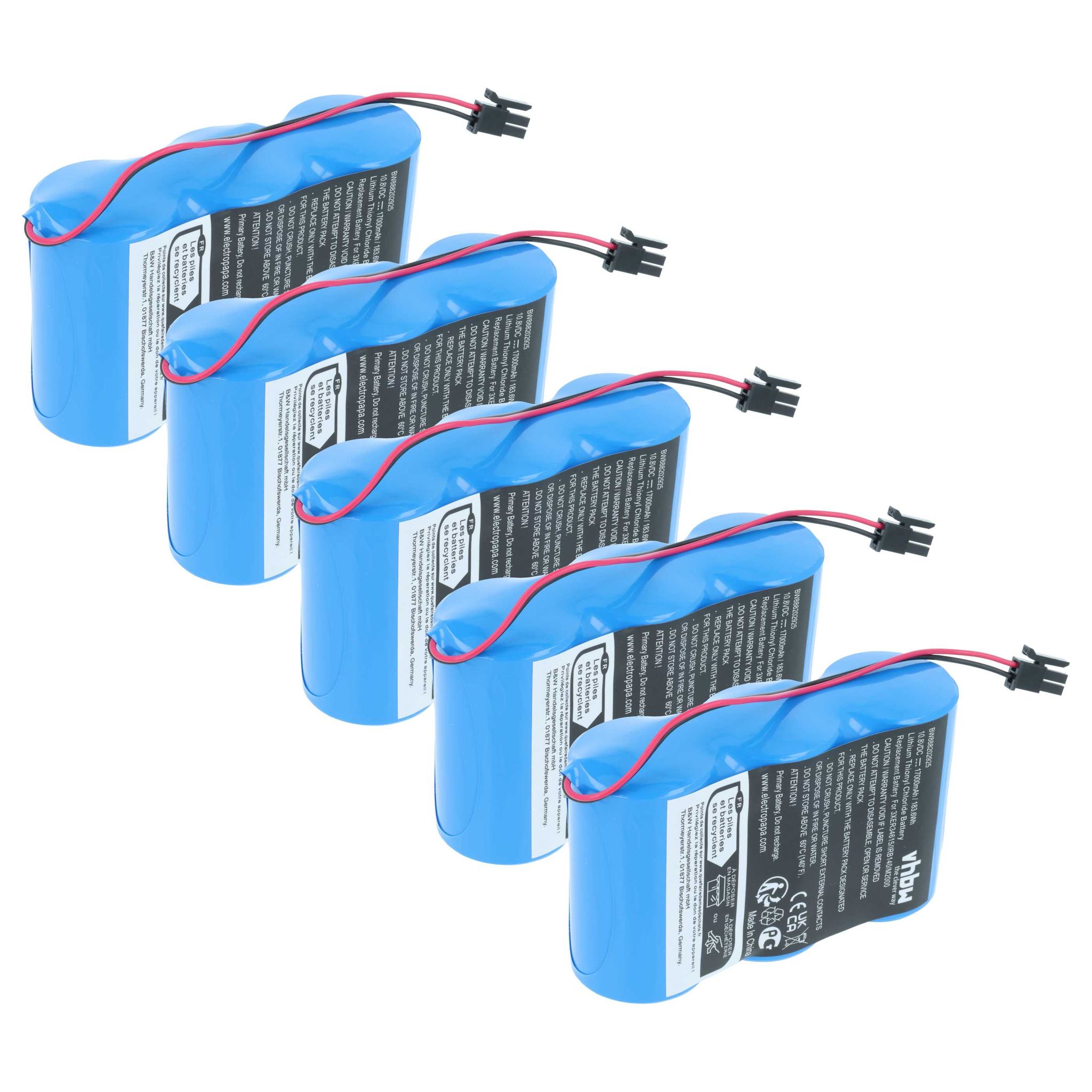 Vhbw 5x Batterie Kompatibel Mit Abb Irb 7600 M2004 7600 M2000, 7600 M2000a Industrieroboter (17000 Mah, 10,8 V, Li-socl2)