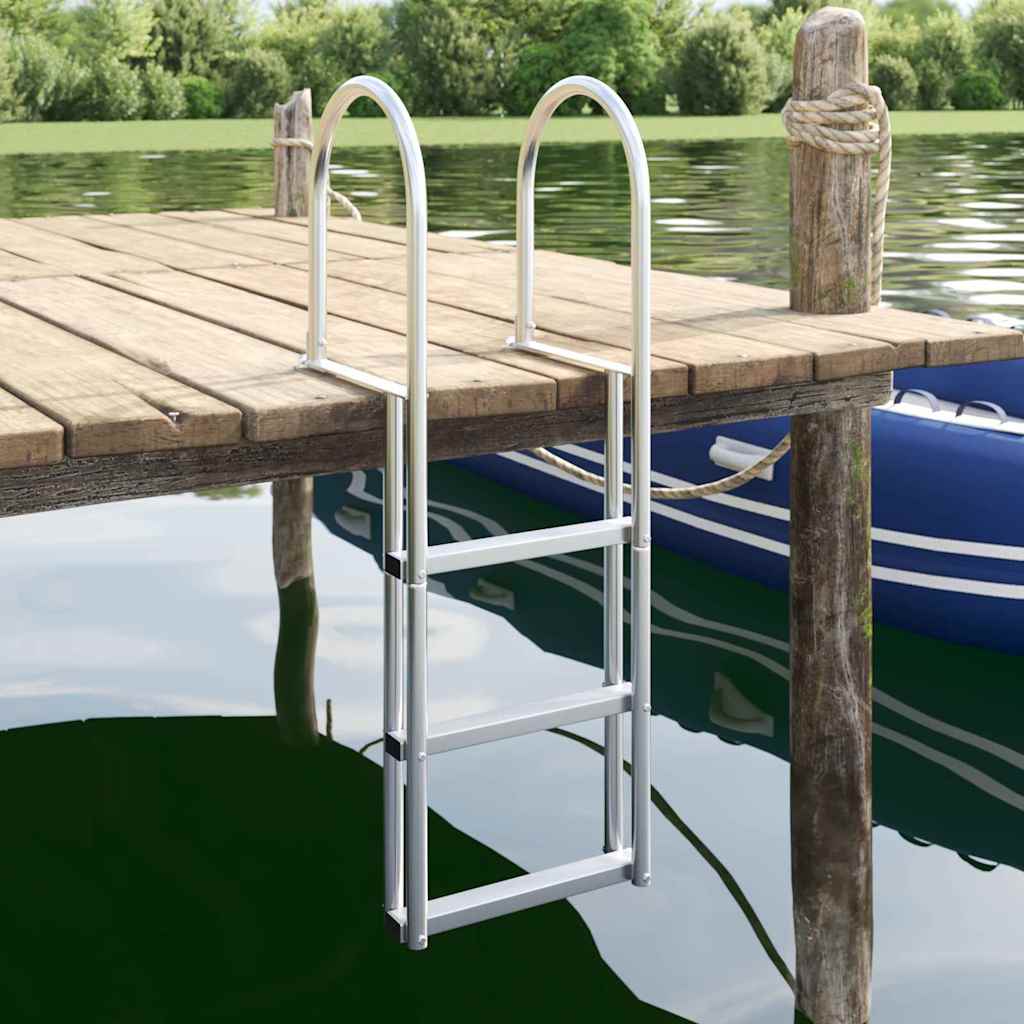 3-stufen Dockleiter Silber 45 X 11,5 X 134 Cm Aluminium Vidaxl