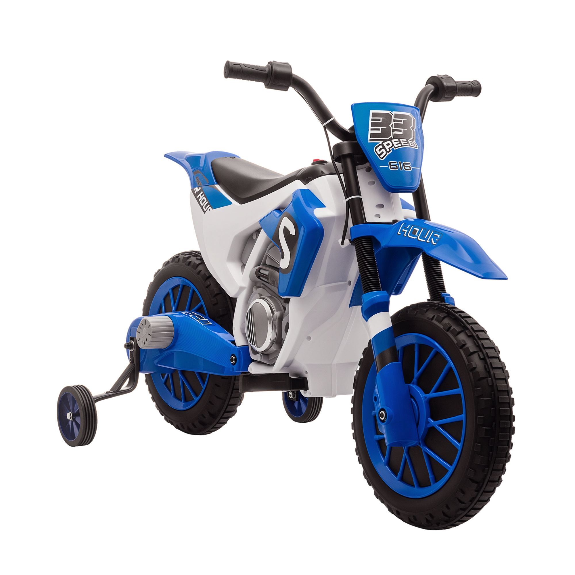 Homcom Kindermotorrad, Elektromotorrad, 45 Min Fahrzeit, Mit Stützrädern, Ab 3 Jahren, Blau+weiß, 106,5 X 51,5 X 68cm