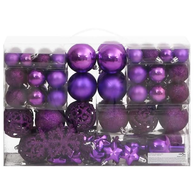 vidaXL 111-Tlg Weihnachtskugel-Set Lila Polystyrol 356119