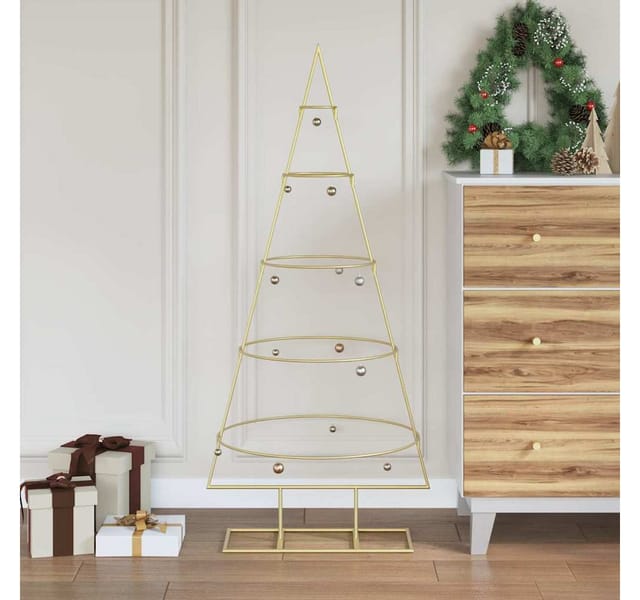vidaXL Metall Weihnachtsbaum Gold 125 cm Pulverbeschichteter Stahl 42019153