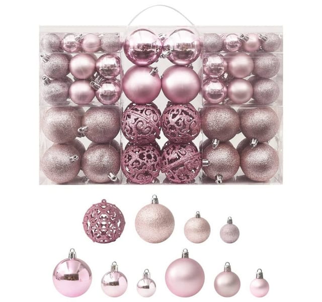 vidaXL 100-Tlg Weihnachtskugel-Set Rosa 330084