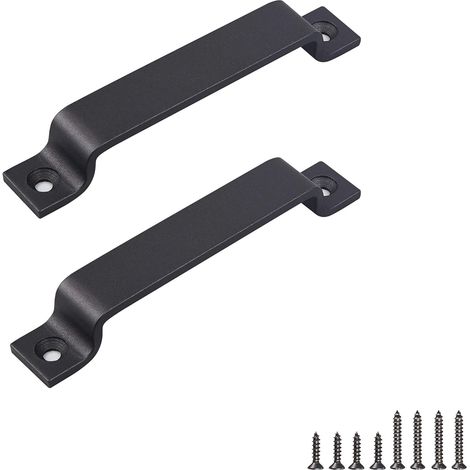 Scheunentürgriff, 2er-set Schwarze Türgriffe, 16,3 Cm (6,4 Zoll), Schiebetürgriff Für Schrank, Garderobe, Schublade, Garage, Gartenhaus – 2 Lange Schraubensätze