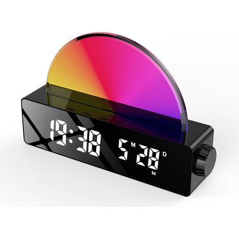 Led-lichtwecker Mit Umgebungslicht Und Schlaflicht, Farbig Beleuchteter Uhr