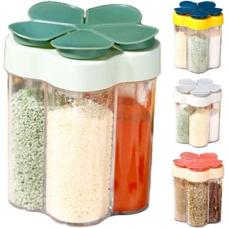 Set Mit 4 Leeren Gewürz-, Salz- Und Pfefferstreuern, 5 Fächer, Mit Löchern, Transparente Reisebehälter, Ideal Für Zuhause, Restaurant, Küche Und Grill.
