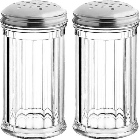 35cl-shaker Und Pfefferstreuer Mit Edelstahldeckel, Transparenter Zucker- Und Gewürzspender Aus Kunststoff (2er-set).
