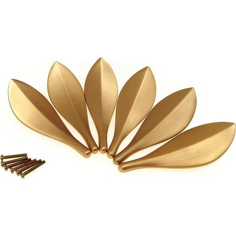 Set Mit 6 Türgriffen Im Art-deco-stil, Goldfarben, Für Schränke Und Kleiderschränke, Zwei Loch