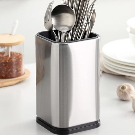 Küchenutensilienhalter Aus Edelstahl, Zylindrischer Utensilienhalter Mit Abflusslöchern