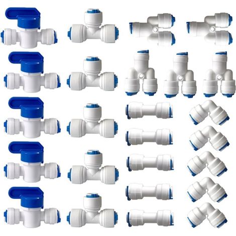 1/4" (6 Mm) Pushfit-umkehrosmose-anschluss – 25-teiliges Set Für Ro-systeme – Werkzeuglose Schnellverbindung – Kompatibel Mit Kupfer, Pex Und Pvc