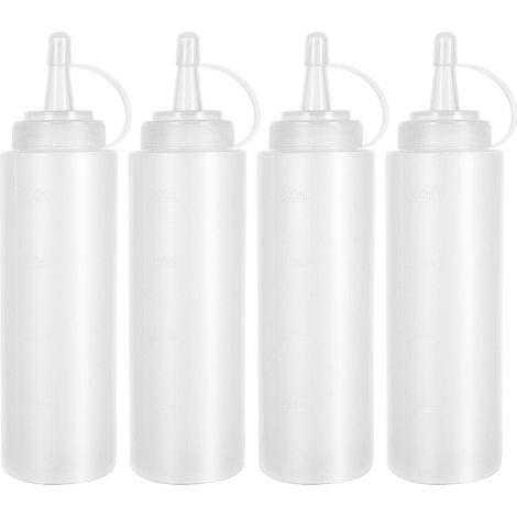 Set Mit 4 Flexiblen Flaschen Mit Deckel Für Würzmittel, 250 Ml, Für Salatdressings, Olivenöl, Soßen, Ketchup Usw.