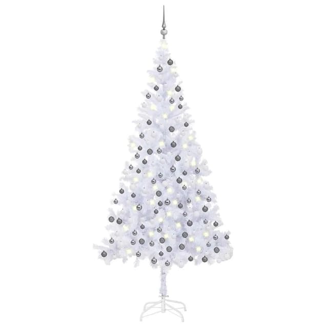 vidaXL Künstlicher Weihnachtsbaum mit Beleuchtung Kugeln 210cm 910 Zweige 3077667
