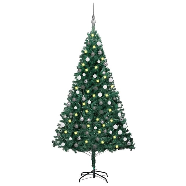vidaXL Künstlicher Weihnachtsbaum mit Beleuchtung & Kugeln Grün 180 cm 3077708