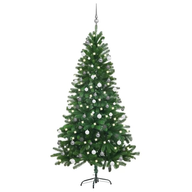 vidaXL Künstlicher Weihnachtsbaum mit Beleuchtung & Kugeln 180 cm Grün 3077727