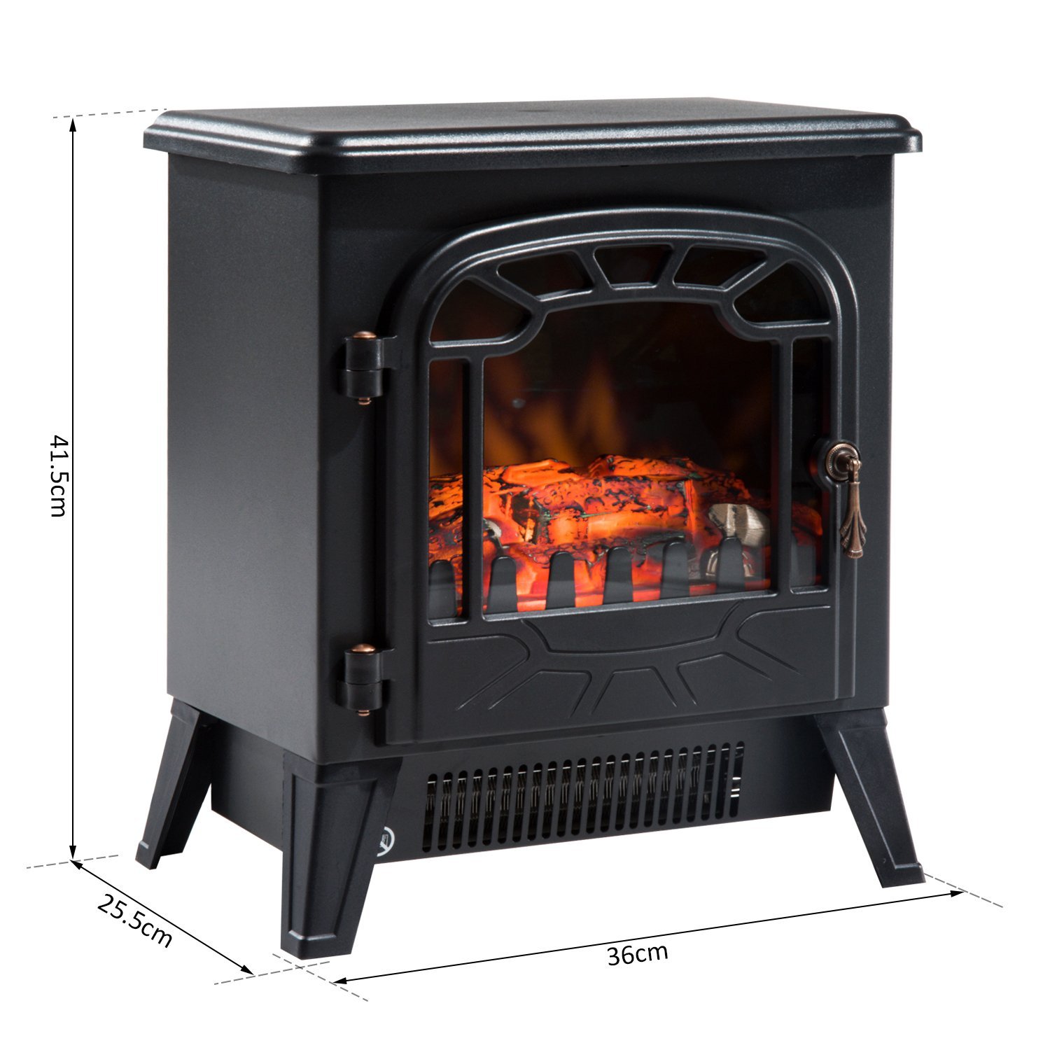 Elektrischer Kamin Mit Einstellbarem Flammeneffekt, Leistung 925 W/1850 W, 36 X 25,5 X 41,5 Cm, Schwarz