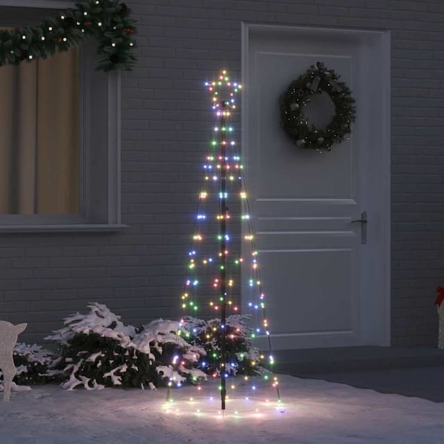 vidaXL LED Weihnachtsbaum mit Erdspießen Mehrfarbig 250 cm Eisen 42018751
