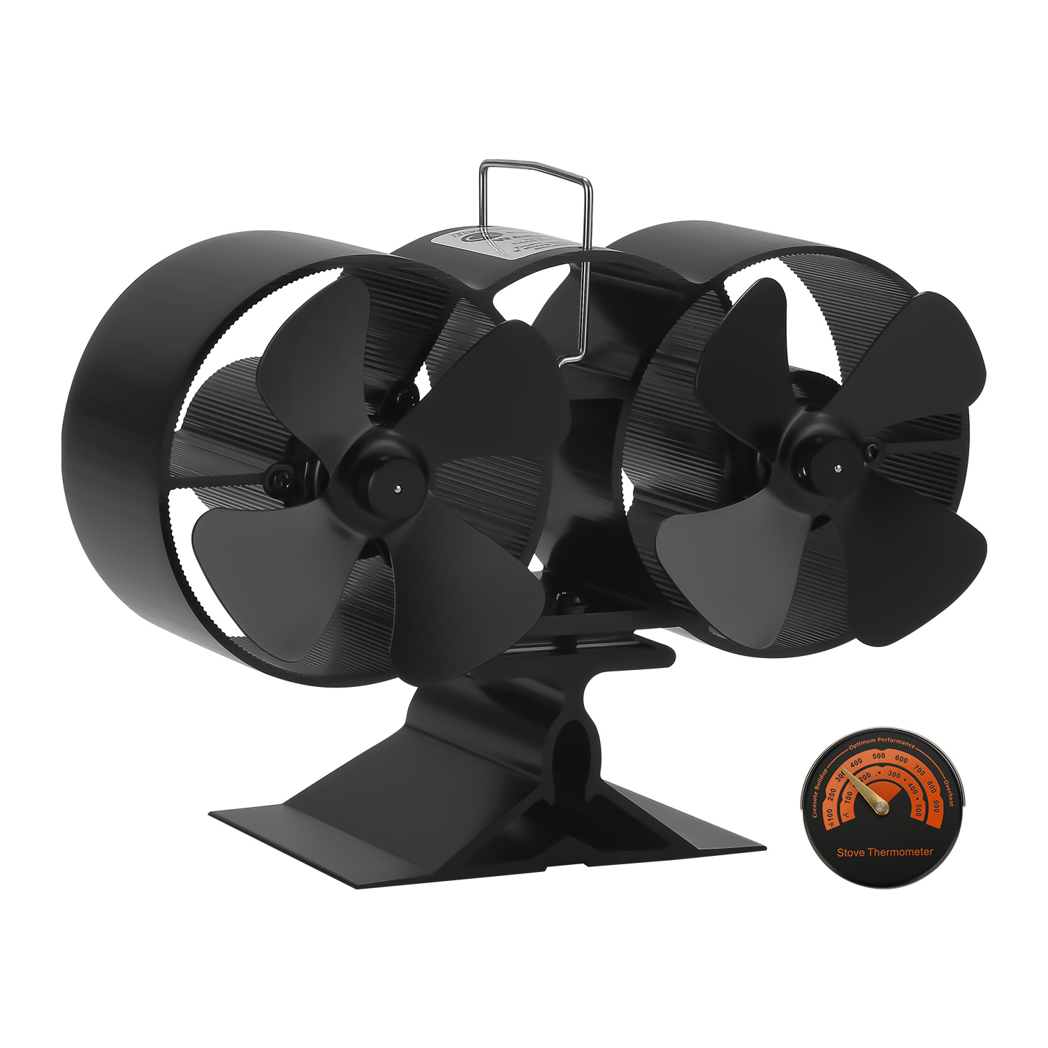 Randaco Kaminofen Ventilator 8 Blätter Ofenventilator Kaminventilator Ofenlüfter Holzbrenner Doppelmotor Stromloser Für Holzofen Kamin Holz Lüfter