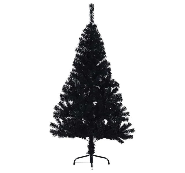 vidaXL Künstlicher Vorbeleuchteter Weihnachtsbaum Schwarz 150 cm PVC 3397129