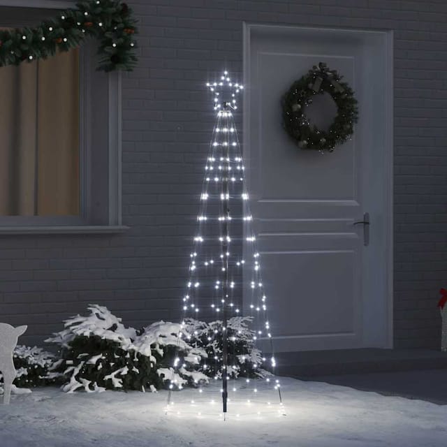 vidaXL LED Weihnachtsbaum mit Erdspießen Kaltweiß 250 cm Eisen 42018750