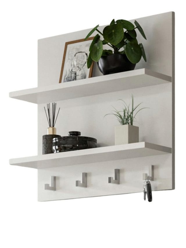 Inn.Furn Wandregal mit Haken in Weiß 52 x 52 cm SystemX