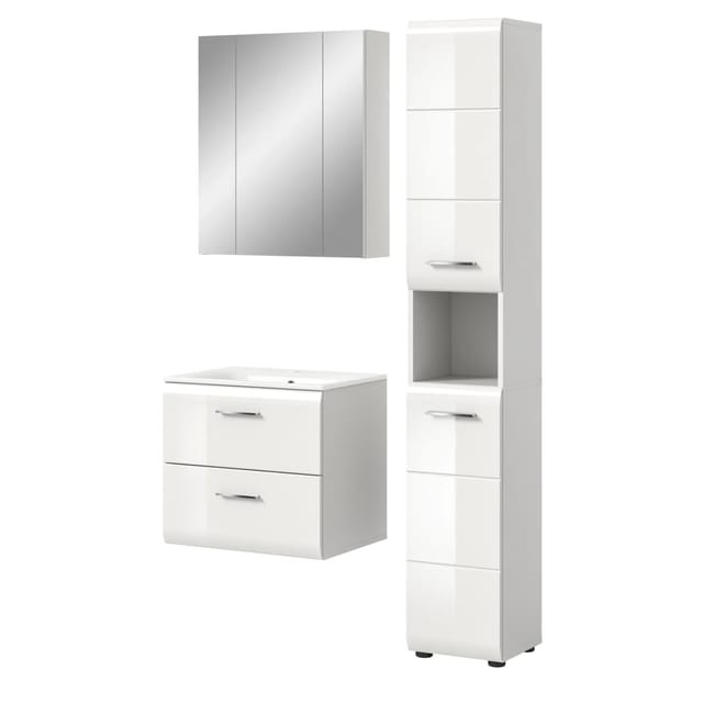 Inn.Furn Badmöbel-Set 3-teilig in Weiß Hochglanz 105 cm Cover