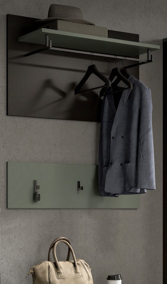 Inn.Furn Garderobenpaneel Set in Salbei und Grau 80 cm Cooper