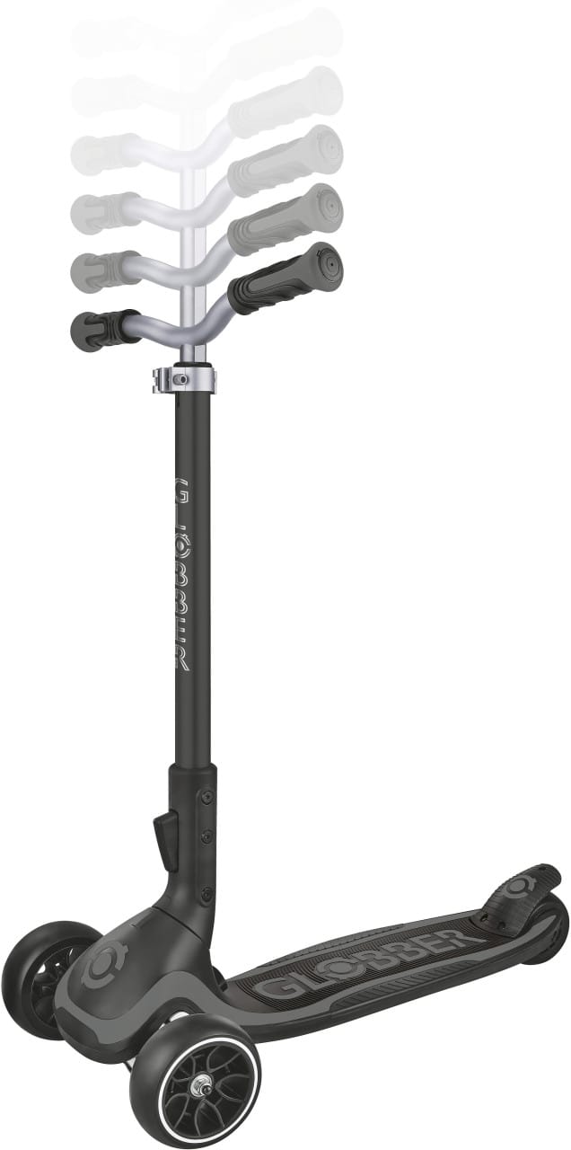 Globber Ultimum Tretroller Kinder Erwachsene 125/90 mm Extra Breit ABEC 9 3-Rädrig Höhenverstellbar Grau