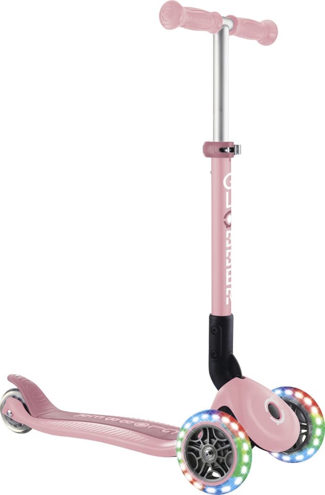 Globber Junior Foldable Lights Tretroller 120/80 mm ABEC 9 3-Rädrig LED-Leuchtrollen Pastellrosa