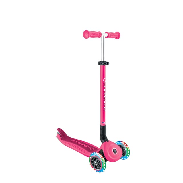 Globber Go-Up Active Lights 3 in 1 Dreirad Laufrad und Scooter 120/80 mm 3-Rädrig Höhenverstellbar Fuchsia Pink