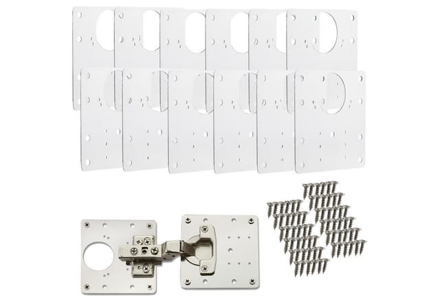 SOTECH 12 x Topfband Reparaturplatten Edelstahl 90 x 90 x 0,53 mm für T45 T48 Topfbänder mit Durchmesser 35 mm
