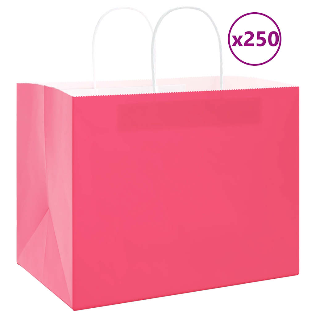 Papiertragetaschen 250 Stk. Mit Henkeln Rosa 32x22x24 Cm
