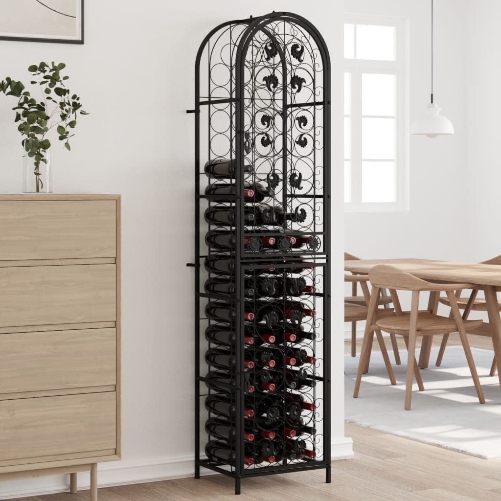 Weinregal Für 73 Flaschen Schwarz 45x36x200 Cm Schmiedeeisen