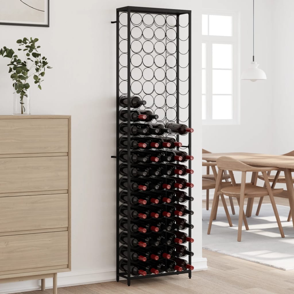 Weinregal Für 95 Flaschen Schwarz 54x18x200 Cm Schmiedeeisen