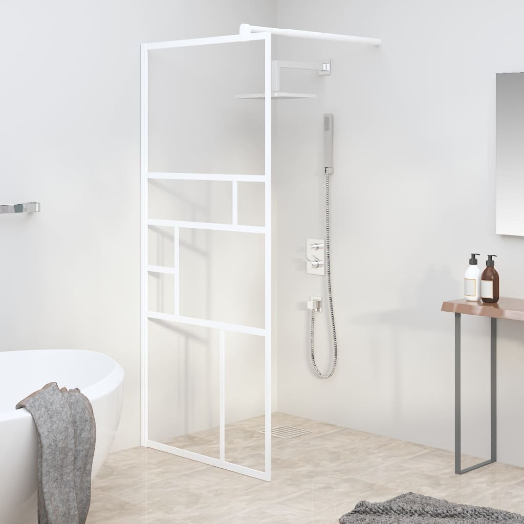 Duschwand Für Walk-in Dusche 80x195 Cm Esg-glas Weiß