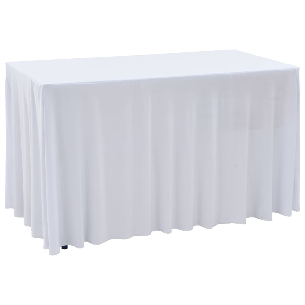 2 Stück Stretch-tischdecken Mit Rand Weiß 183 X 76 X 74 Cm
