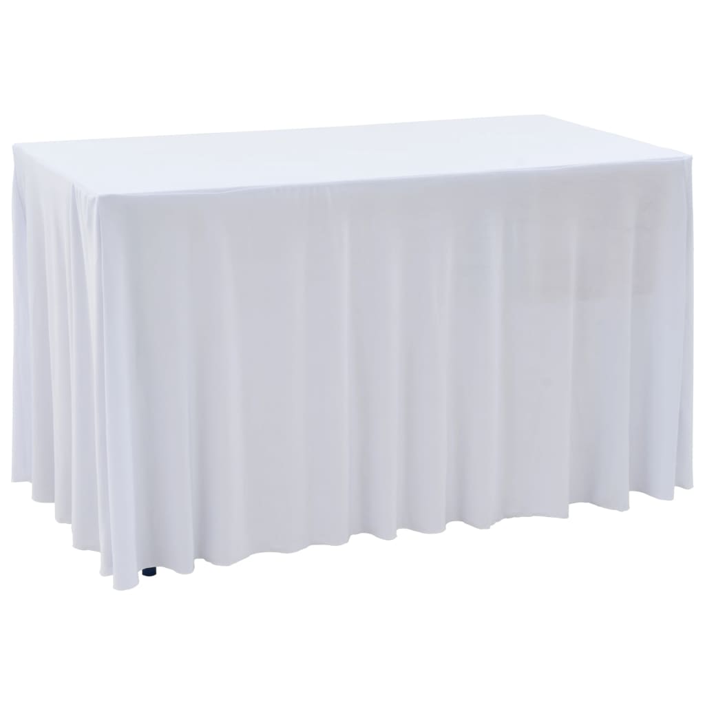 2 Stück Stretch-tischdecken Mit Rand Weiß 120 X 60,5 X 74 Cm