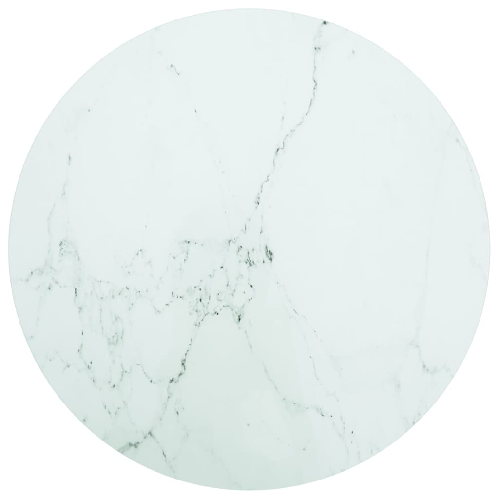 Tischplatte Weiß Ø70x0,8 Cm Hartglas In Marmoroptik