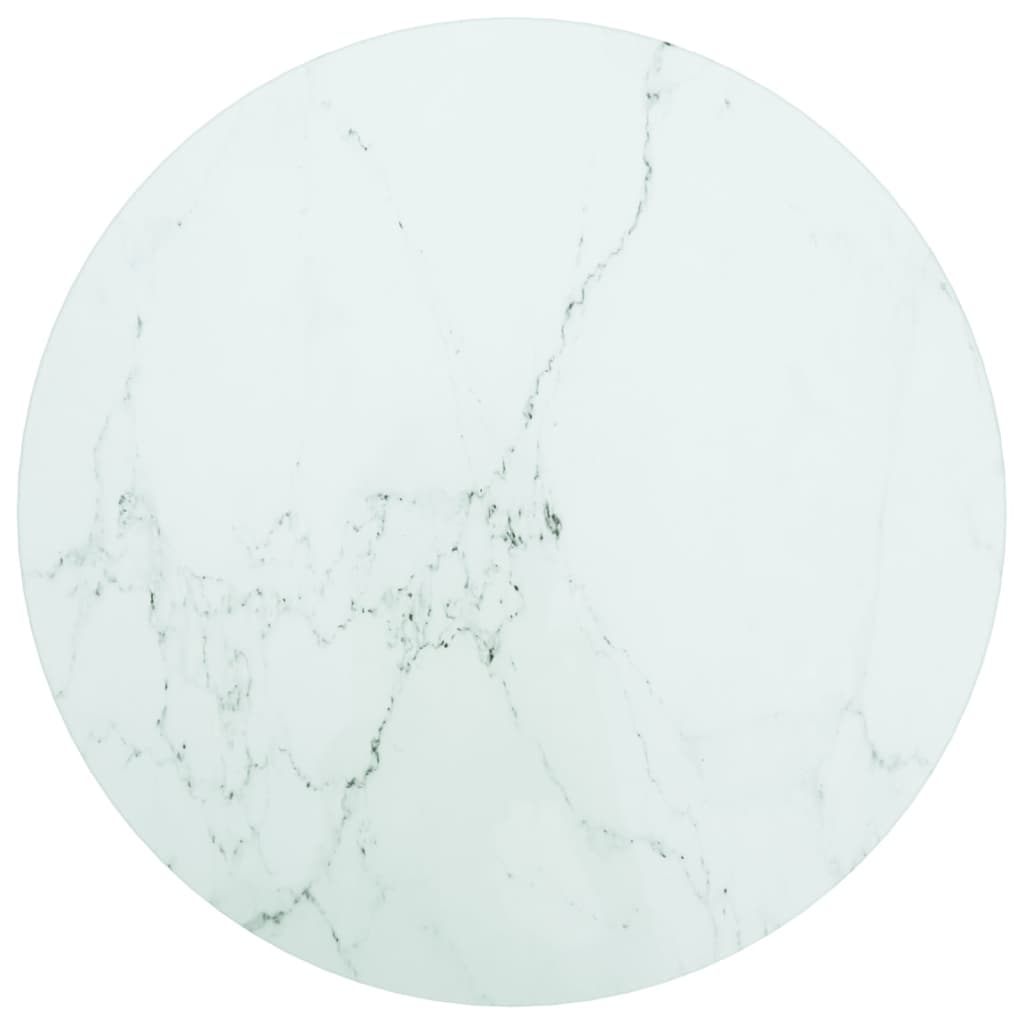 Tischplatte Weiß Ø40x0,8 Cm Hartglas In Marmoroptik