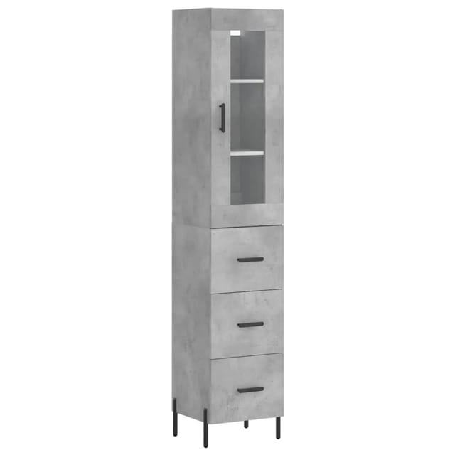 vidaXL Highboard Betongrau 34,5x34x180 cm Holzwerkstoff 3199245