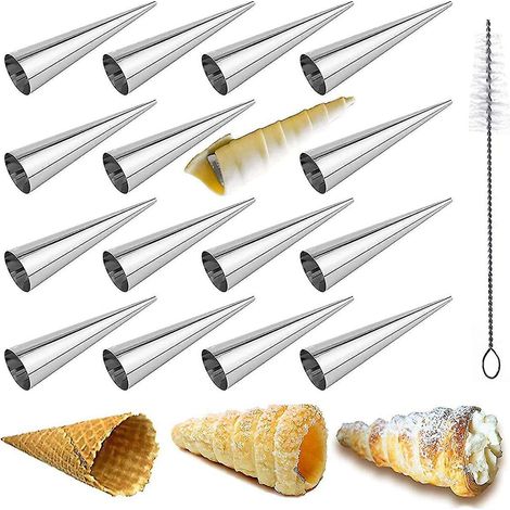 Sahneform Aus Edelstahl Mit 16 Walzen, Pyramiden-croissantform Für Cannoli Und Tubeneiscreme