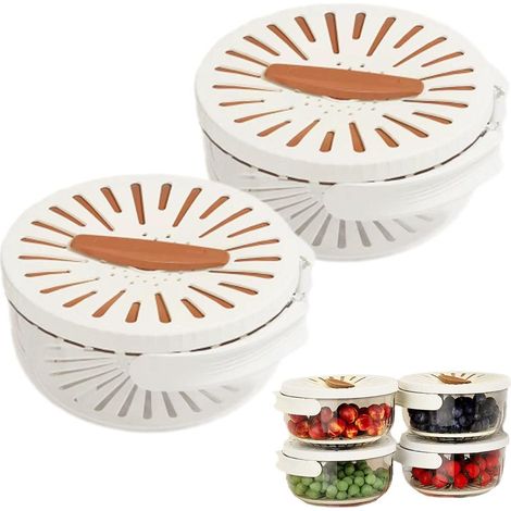 Set Aus 2 Multifunktionalen Abtropfkörben Mit Trichter Und Obst- Und Gemüsewaschkorb (braun)