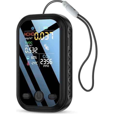 5-in-1 Mini-luftqualitätsmonitor, Tragbarer Formaldehyddetektor (schwarz)