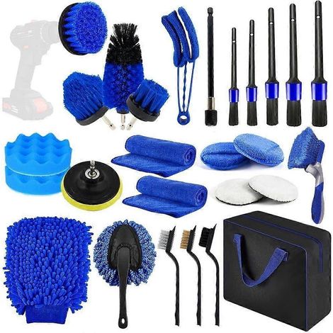 Set Mit 27 Reifenbürsten, Aufbewahrungstasche Für Karosseriereinigungsbürsten, Autowaschbürsten