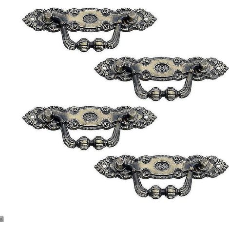 Set Aus 4 Antiken Schubladenknöpfen Aus Zinkbronze Im Vintage-stil Für Möbel Und Türen.