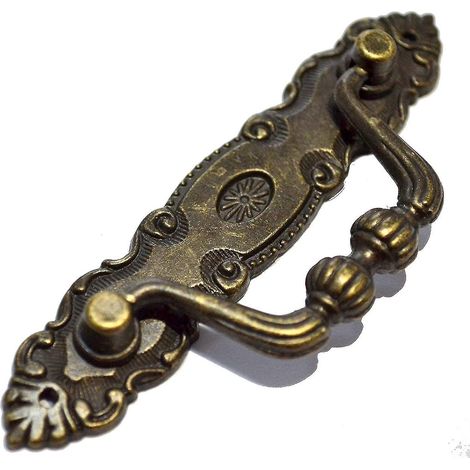 Dekorativer Retro-schubladengriff Aus Bronze Mit Ring, Antiker Knauf Mit Blumenmuster Und Schraube Für Möbel, Schränke, Kommoden, Holzkisten (original)