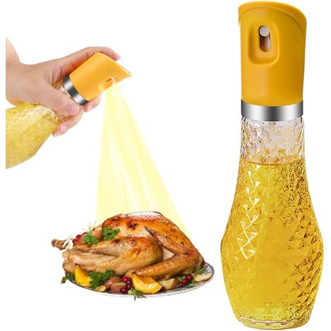 Olivenöl-sprühflasche Aus Glas, Ein Ideales Küchenaccessoire Zum Grillen, Für Salate, Zum Backen Und Für Grillgerichte. Fassungsvermögen: 260 Ml (gelb).