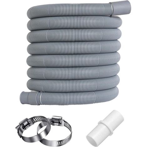 2 M Flexibler Abflussschlauch – Industriequalität Aus Polypropylen – Mit 2 Edelstahlklemmen – Verstellbare Abflusshalterung